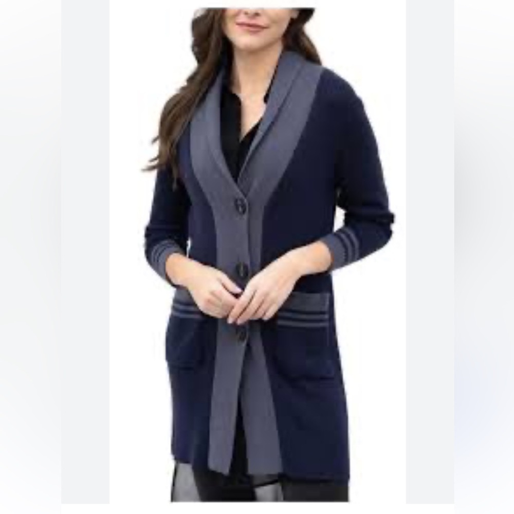 NWT Evy's Tree Blue grey Duster Open Cardigan Sweater xSmall